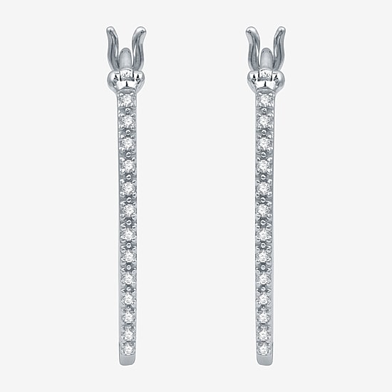 Yes, Please! Womens 1/10 CT. T.W. Natural Diamond Sterling Silver 24.5mm Hoop Earrings
