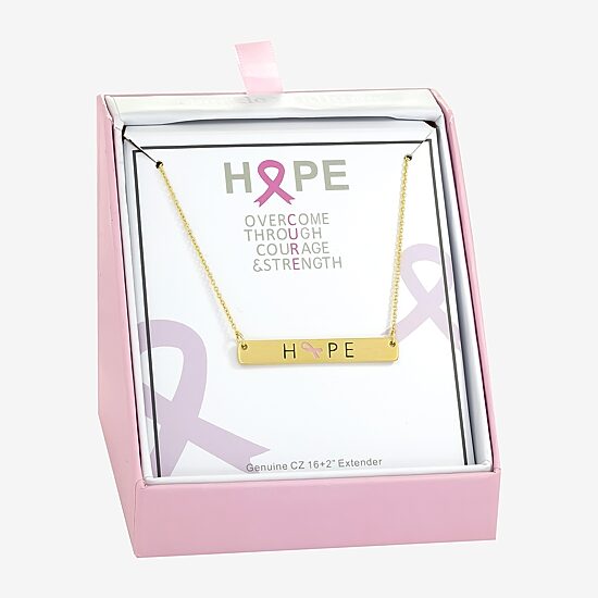 Sparkle Allure Breast Cancer Awareness Womens 14K Gold Over Brass Rectangular 16 Inch Pendant Necklace