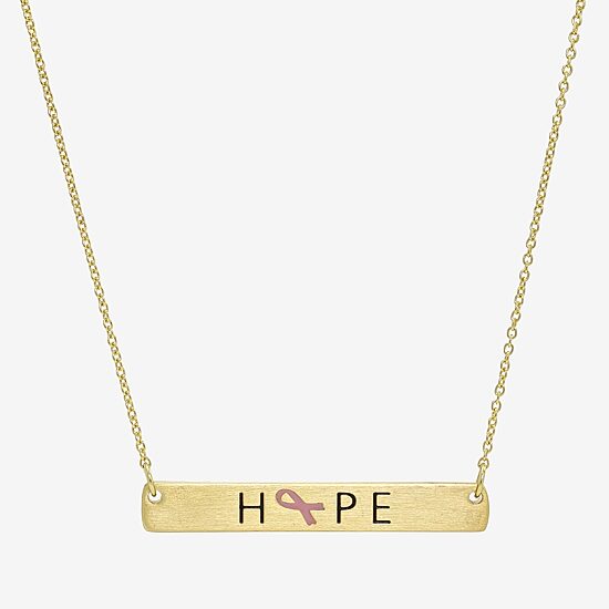 Sparkle Allure Breast Cancer Awareness Womens 14K Gold Over Brass Rectangular 16 Inch Pendant Necklace