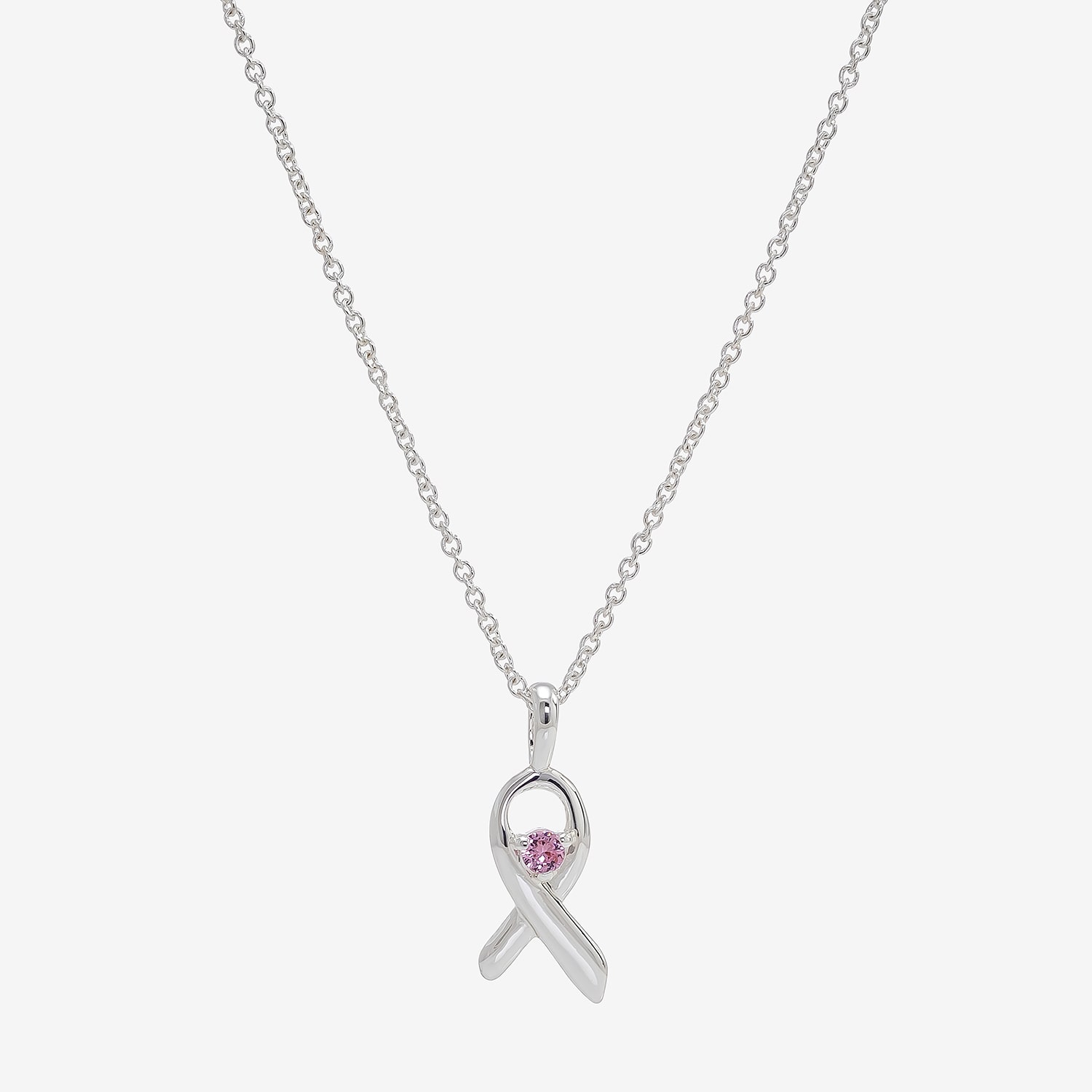 Sparkle Allure Breast Cancer Awareness Womens Pink Cubic Zirconia Pure Silver Over Brass 16 Inch Pendant Necklace