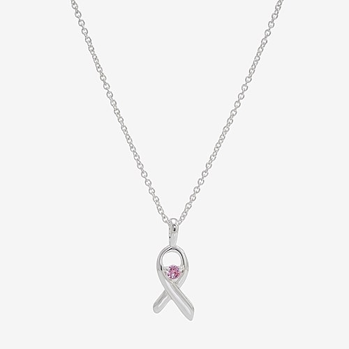 Sparkle Allure Breast Cancer Awareness Womens Pink Cubic Zirconia Pure Silver Over Brass 16 Inch Pendant Necklace, One Size