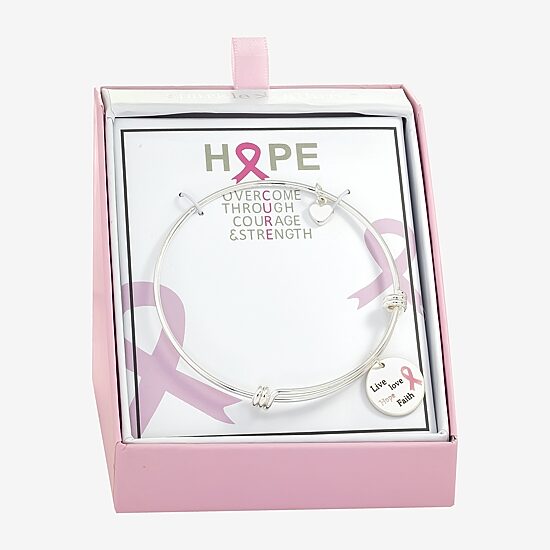 Sparkle Allure Breast Cancer Awareness Womens Link Pure Silver Over Brass Round Bangle Bracelet
