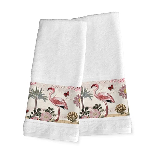 Laural Home Botanical Flamingo 2-pc. Hand Towel