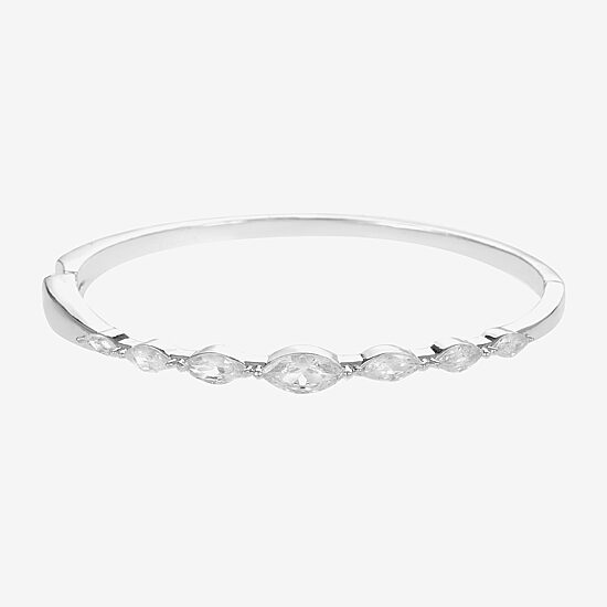 Sparkle Allure Womens Cubic Zirconia Pure Silver Over Brass Marquise Bangle Bracelet