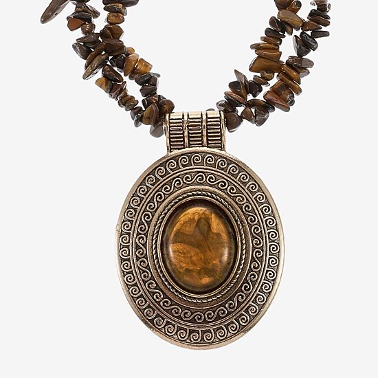 Mixit Gold Tone Womens Brown 20 Inch Pendant Necklace