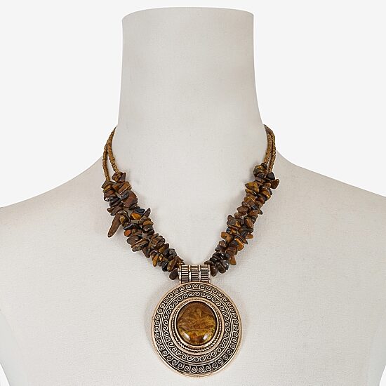 Mixit Gold Tone Womens Brown 20 Inch Pendant Necklace