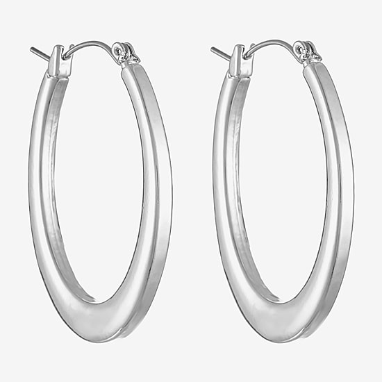 Liz Claiborne® Silver-Tone Oval Hoop Earrings
