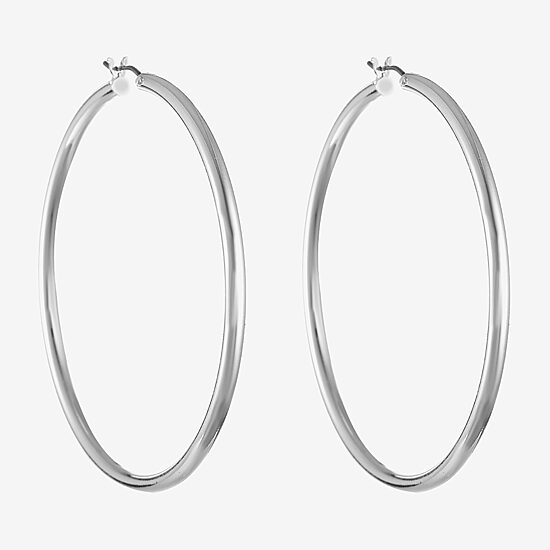 Liz Claiborne® Large Silver-Tone Hoop Earrings