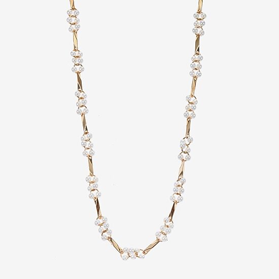 Monet Jewelry Womens White 17 Inch Collar Necklace
