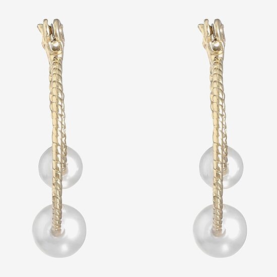 Monet Jewelry Womens White Simulated Pearl 22mm Hypoallergenic Hoop Earrings