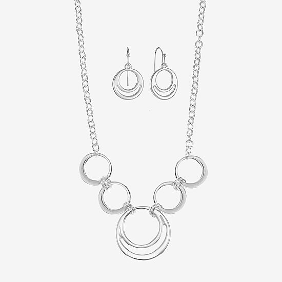 Liz Claiborne Circle Collar Necklace And Drop Earring Womens 2-pc. Jewelry Set