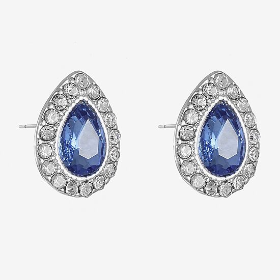 Monet® Blue and Silver-Tone Button Earrings