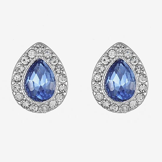 Monet® Blue and Silver-Tone Button Earrings