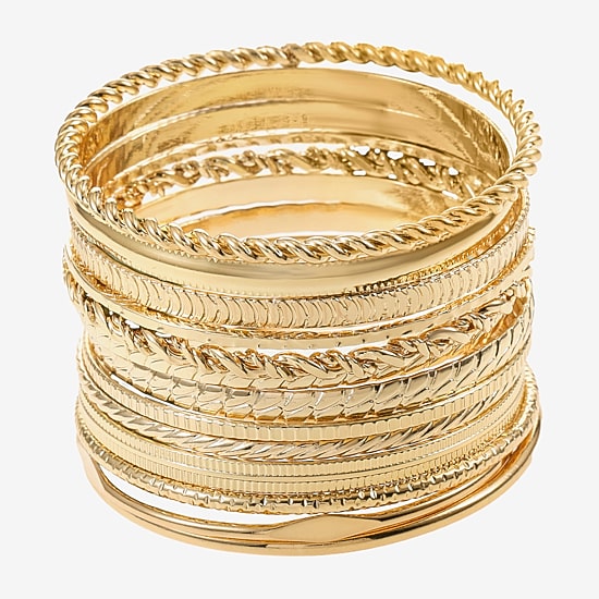 Liz Claiborne® Gold-Tone Textured Bangle Set