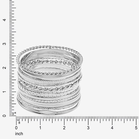 Liz Claiborne® Silver-Tone Textured Bangle Set