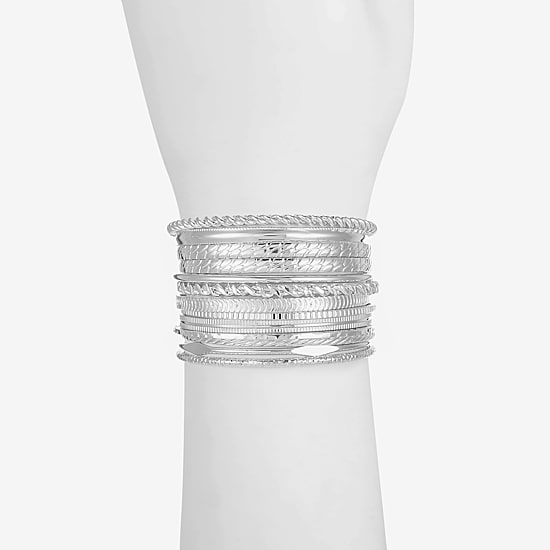 Liz Claiborne® Silver-Tone Textured Bangle Set
