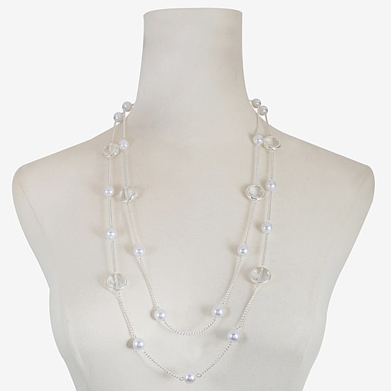 Monet Jewelry Womens White 32 Inch Strand Necklace
