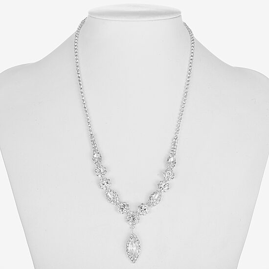 Monet Jewelry Timeless Silver Tone Womens Crystal 17 Inch Y Necklace
