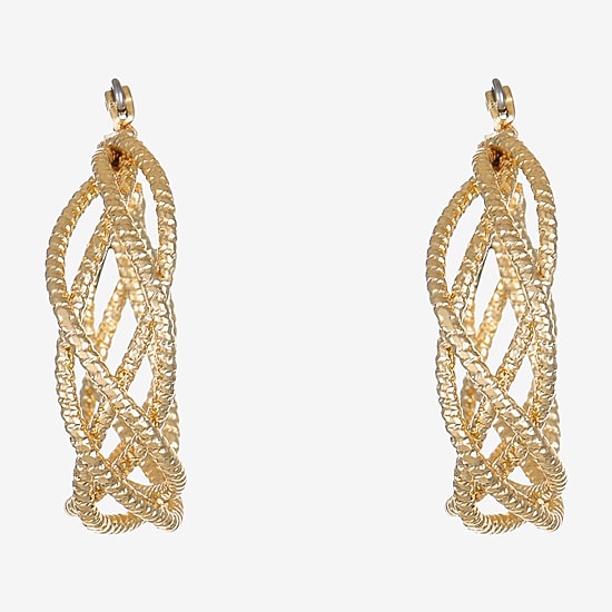 Monet Jewelry Twist Womens 32.2mm Hypoallergenic Hoop Earrings