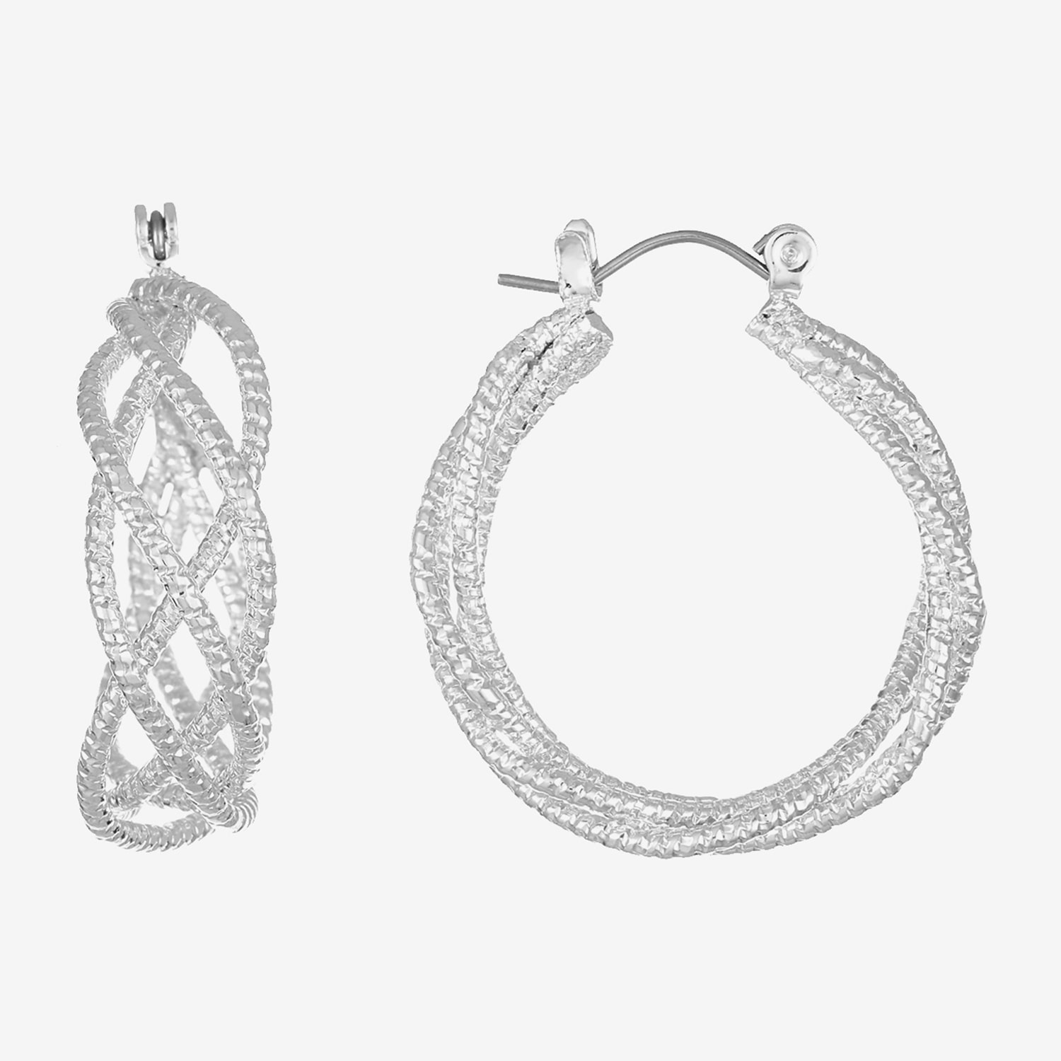 Monet Jewelry Twist Womens 32.2mm Hypoallergenic Hoop Earrings