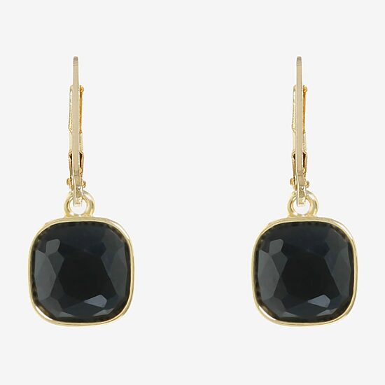 Monet Jewelry Black And Gold Tone Womens Black Drop Earrings