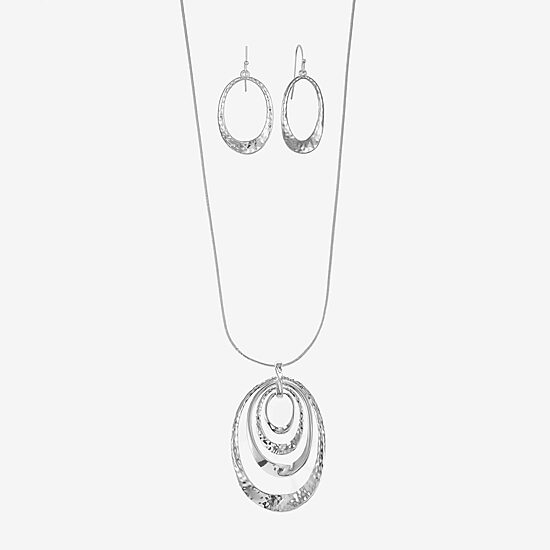 Liz Claiborne Pendant Necklace And Drop Earring Womens Oval 2-pc. Jewelry Set