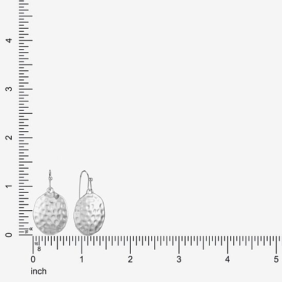 Liz Claiborne® Silver-Tone Hammered Oval Drop Earrings