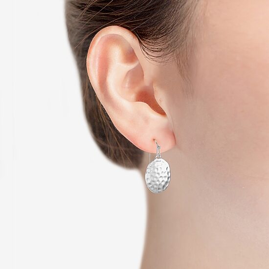 Liz Claiborne® Silver-Tone Hammered Oval Drop Earrings