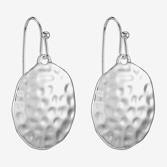 Liz Claiborne® Silver-Tone Hammered Oval Drop Earrings