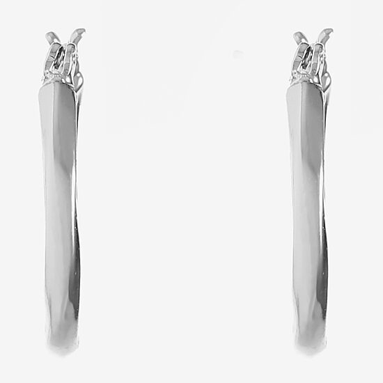 Liz Claiborne Silver Tone Twist Womens 24mm Hypoallergenic Hoop Earrings