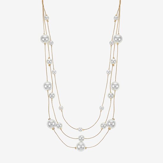Monet Jewelry Womens White 18 Inch Illusion Necklace
