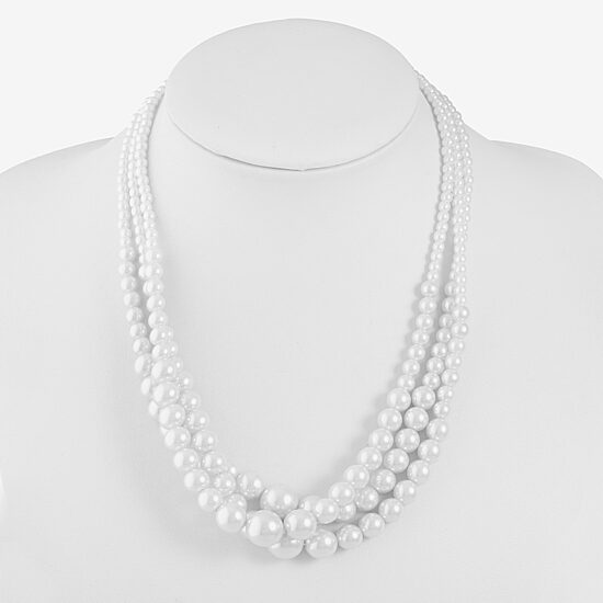 Monet Jewelry Layered Womens White 18 Inch Collar Necklace