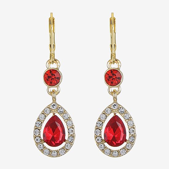 Monet Jewelry Womens Red Drop Earrings