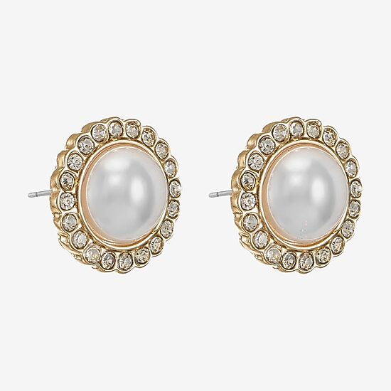 Monet Jewelry White Simulated Pearl 16mm Stud Earrings