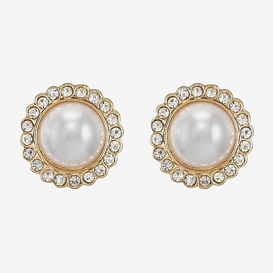 Monet Jewelry White Simulated Pearl 16mm Stud Earrings