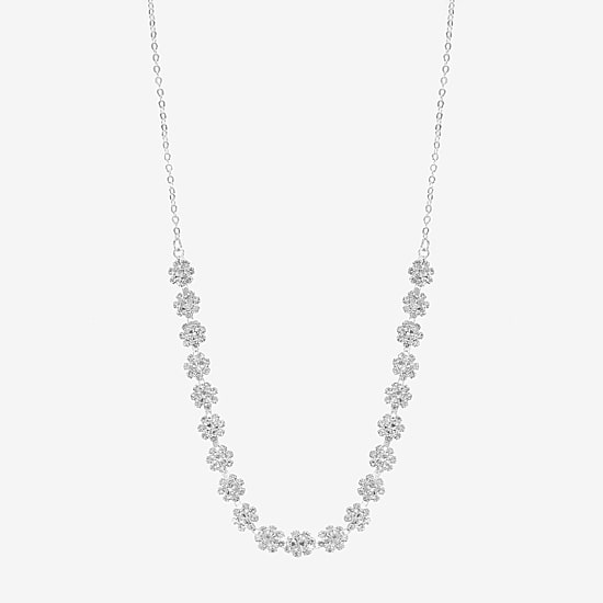 Monet Jewelry Timeless Silver Tone Floral Womens 17 Inch Collar Necklace