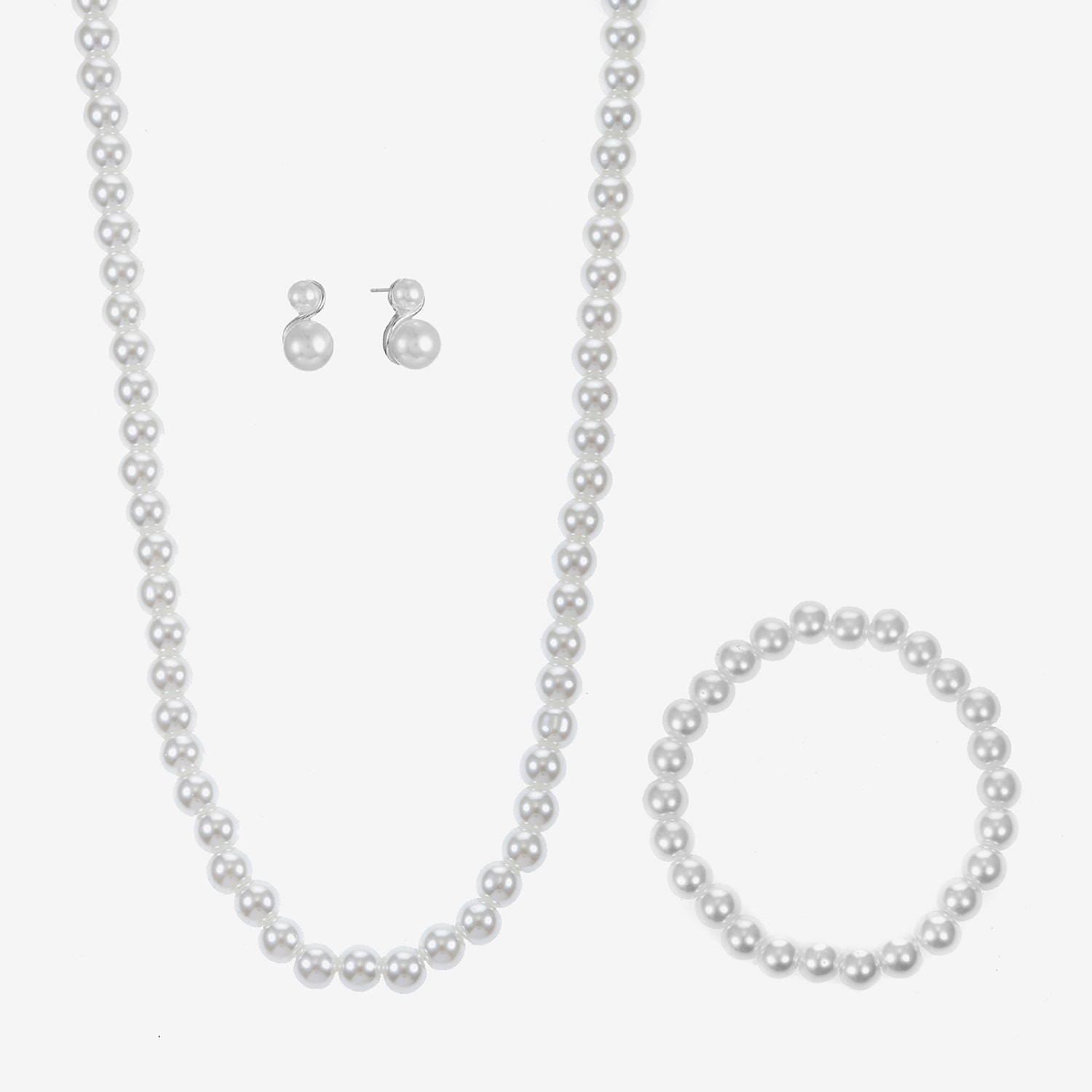 Monet Jewelry Timeless Collar Necklace, Stretch Bracelet And Stud Earring Womens Simulated Pearl 3-pc. Jewelry Set