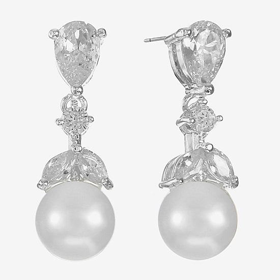 Monet Jewelry Timeless Womens Simulated Pearl Hypoallergenic Drop Earrings