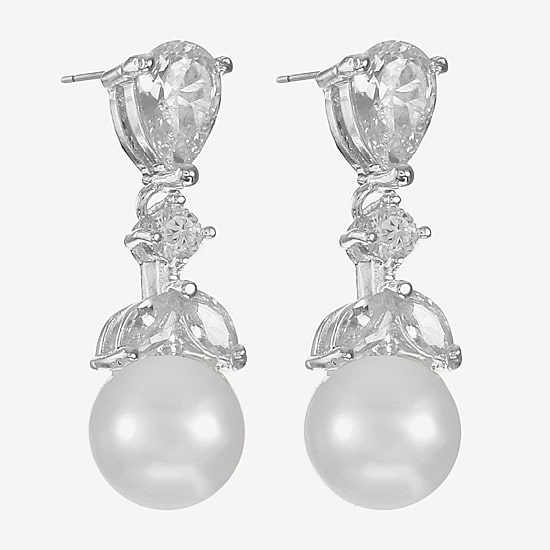 Monet Jewelry Timeless Womens Simulated Pearl Hypoallergenic Drop Earrings