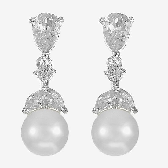 Monet Jewelry Timeless Womens Simulated Pearl Hypoallergenic Drop Earrings