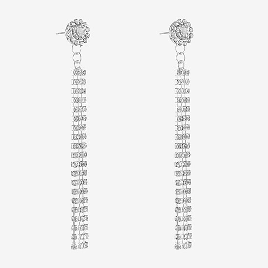 Monet Jewelry Timeless Silver Tone Linear Womens Hypoallergenic Drop Earrings
