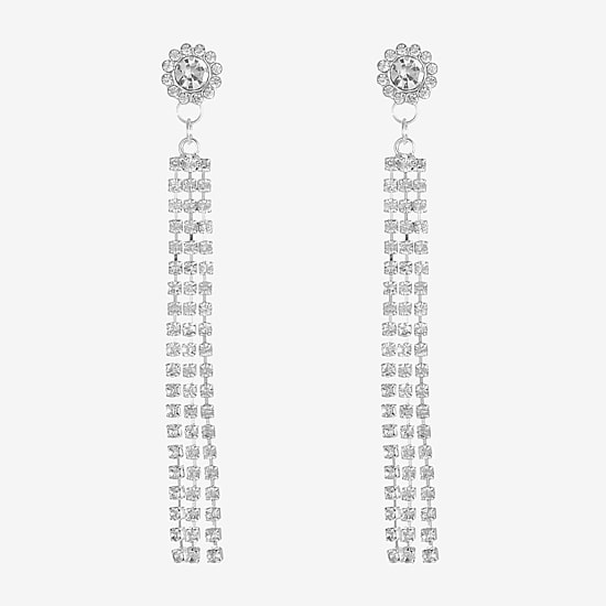 Monet Jewelry Timeless Silver Tone Linear Womens Hypoallergenic Drop Earrings