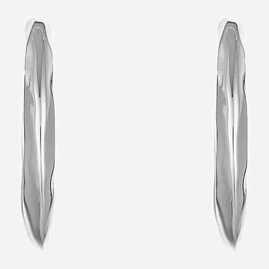 Liz Claiborne Silver Tone Small Open Womens 15mm Hypoallergenic Hoop Earrings