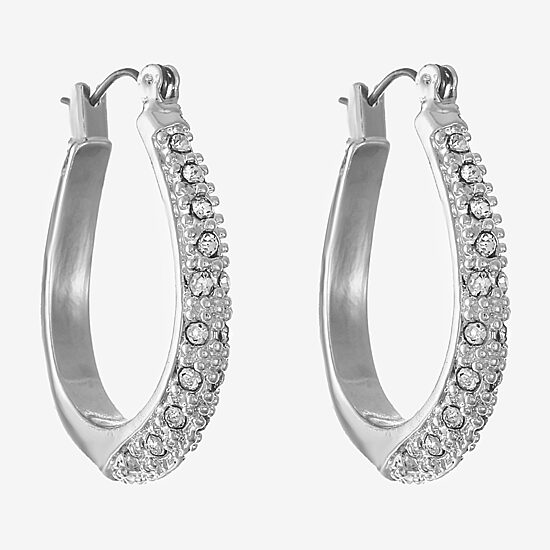 Liz Claiborne® Silver-Tone & Crystal Hoop Earrings