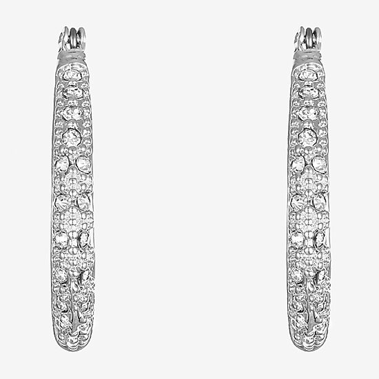 Liz Claiborne® Silver-Tone & Crystal Hoop Earrings