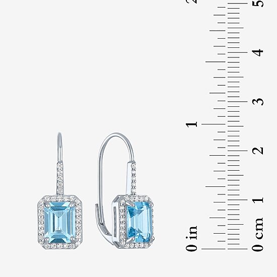 Womens Genuine Blue Topaz Sterling Silver Drop Earrings