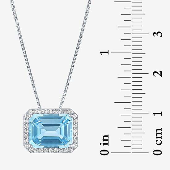 Womens Genuine Blue Topaz Sterling Silver 16 Inch Pendant Necklace