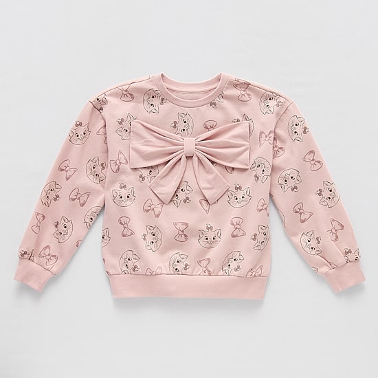 Disney Collection Little & Big Kid Girls Crew Neck Fleece Long Sleeve The Aristocats Sweatshirt