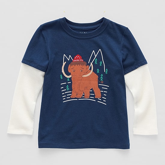 Okie Dokie Toddler & Little Boys Crew Neck Long Sleeve Regular Fit Graphic T-Shirt