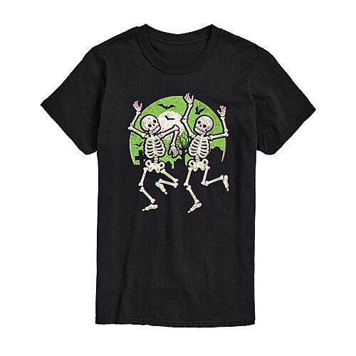 Mens Short Sleeve Dancing Skeletons Graphic T-Shirt, Medium, Black